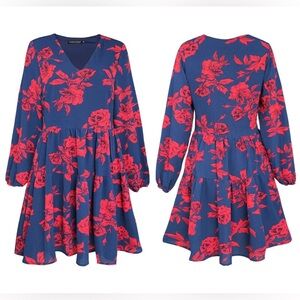 Babydoll Mini Long Sleeve Dress with Pockets